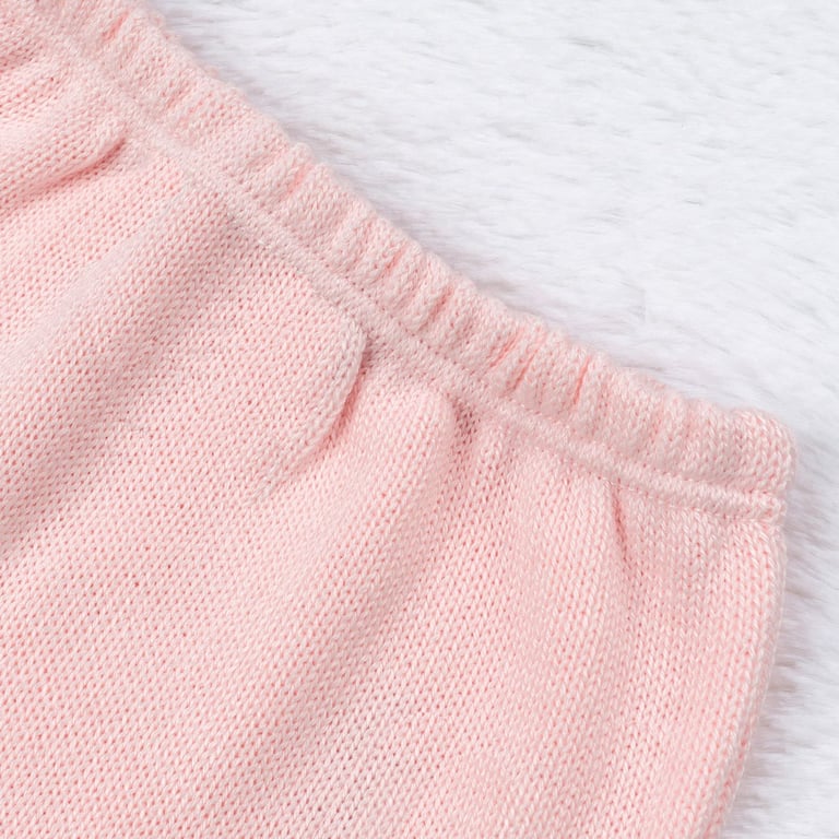 Saída Maternidade Tricot Primeiro Vestidinho com Pérolas Rosa 03 Peças