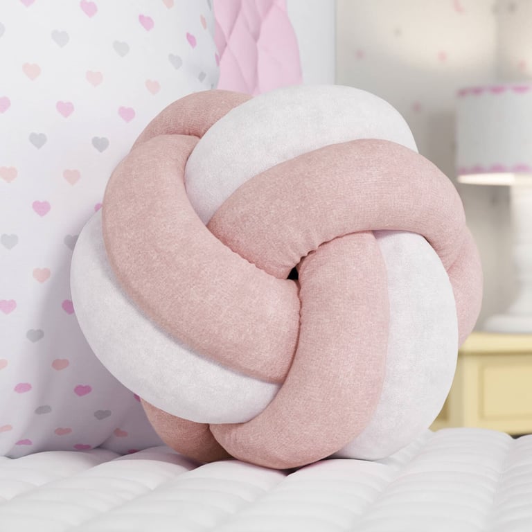 Almofada Nó Balú Branca/Azul Marinho 25cm