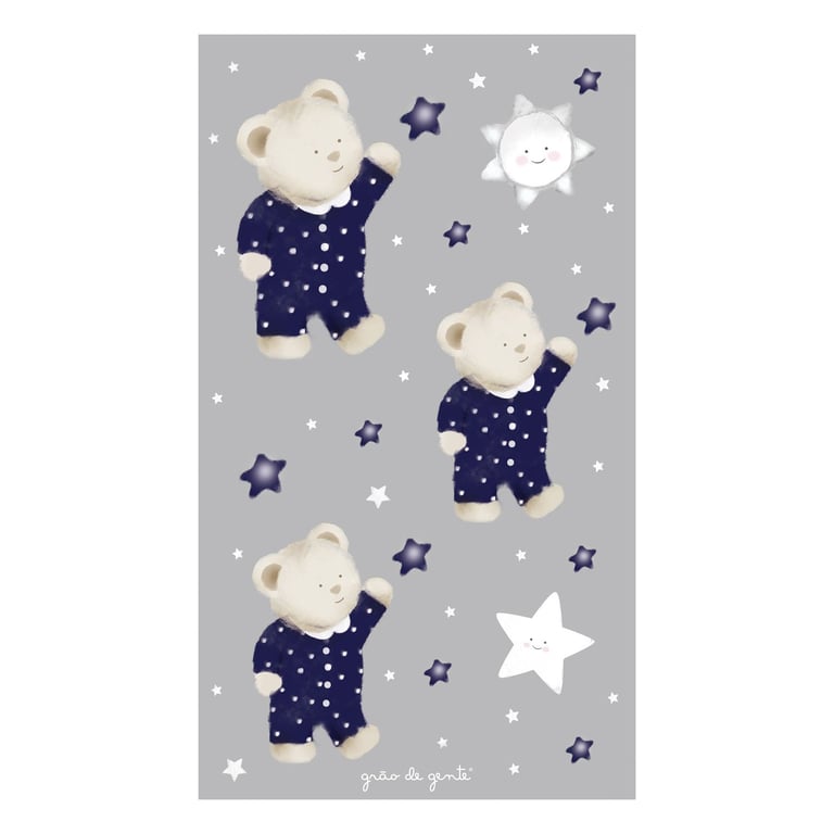 Adesivos de Parede Ursinho nas Estrelas Cinza