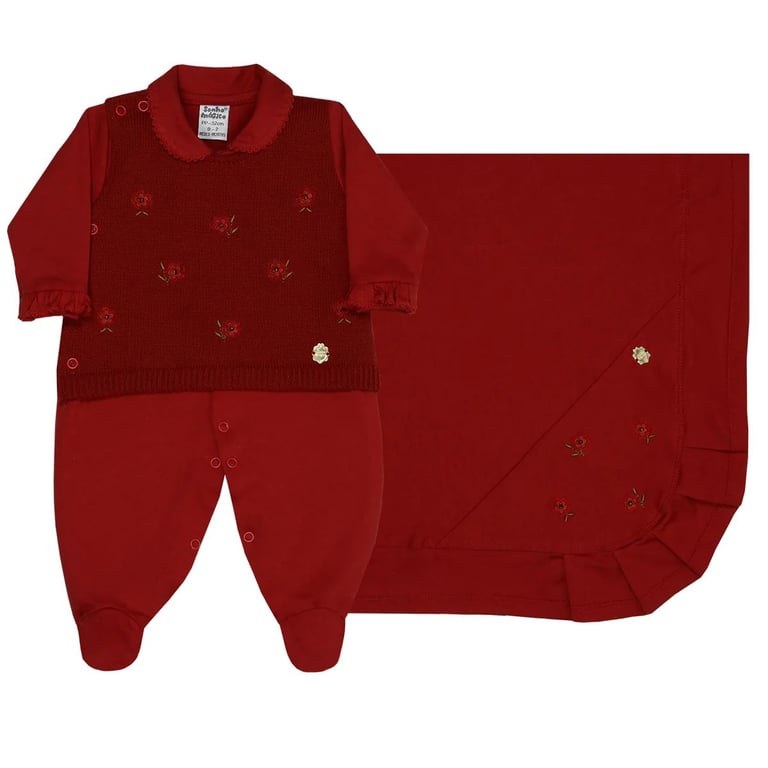 Saída Maternidade Sonho Mágico Bordado Flores