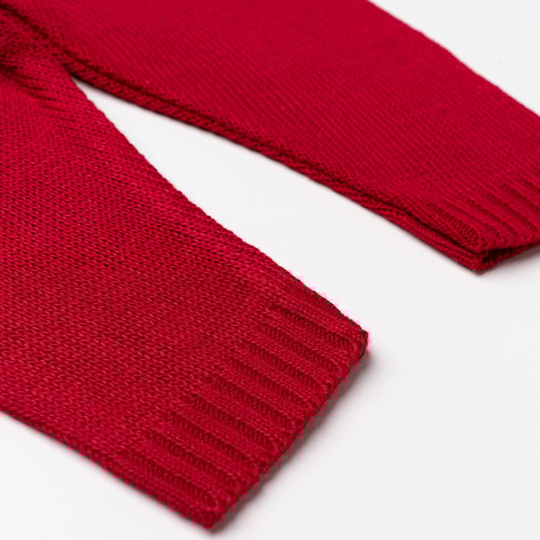 Saída Maternidade Tricot Vestido e Calça Navy Azul Marinho e Vermelho 03 Peças