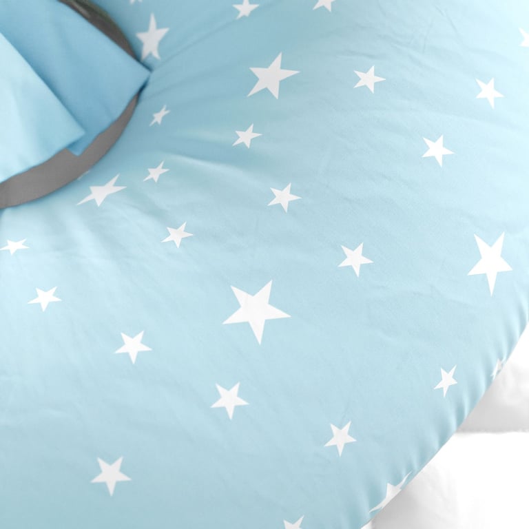 Almofada Amamentação Estrelinhas Azul com Laço