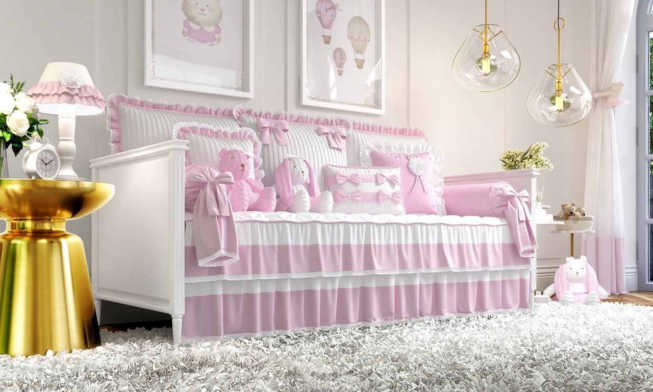 Kit Cama Babá Tricot Luxo Rosa — vista alternativa