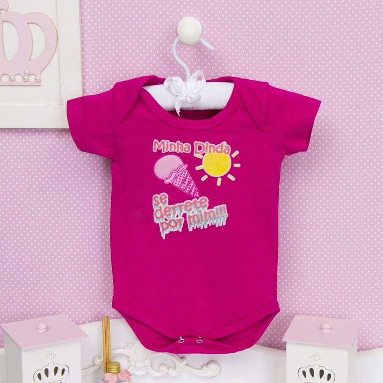 Body Manga Curta Minha Dinda se Derrete por Mim Pink Tam P — vista alternativa