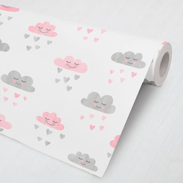 Papel de Parede Chuvinha de Amor Rosa e Cinza 3M