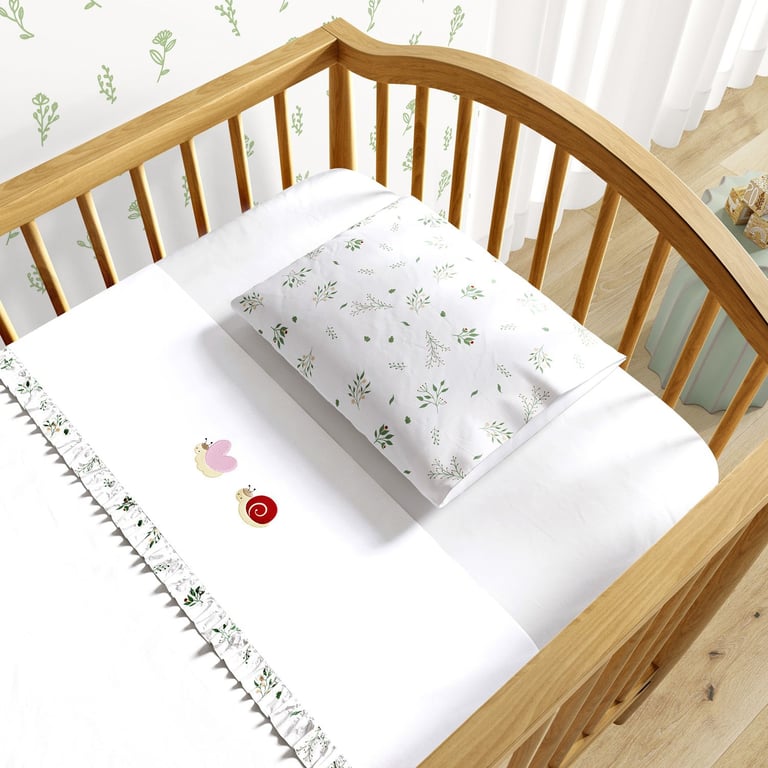 Jogo de Lençol Berço Bordado Borboleta e Caracol 3 peças — vista alternativa