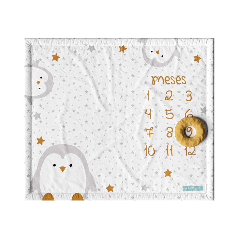 Tapete Mesversário Pinguim Estrelinha Cinza — vista alternativa