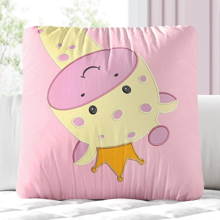 Almofada Quadrada Girafinha Safári Rosa 30cm