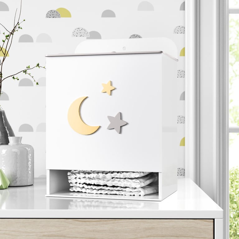 Porta Fraldas MDF Lua e Estrelinha