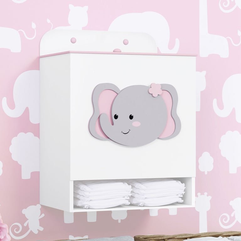 Porta Fraldas MDF Elefante Amiguinhos Safári
