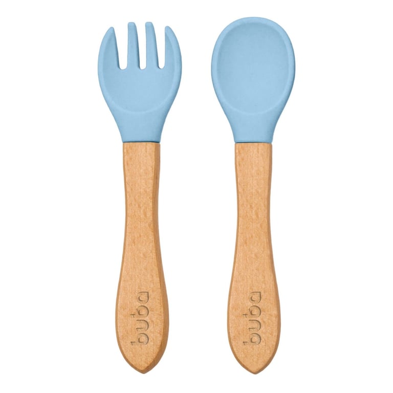 Kit Talher de Silicone e Bambu Azul