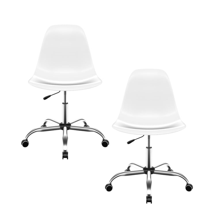 Kit Cadeira de Escritório Eames Cromada Branco