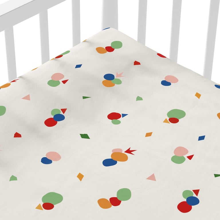 Lençol Berço com Elástico Geométrico Colorido