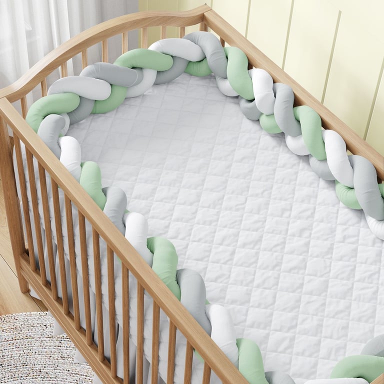 Trança Lateral Para Berço Verde Branco e Cinza 3,80M