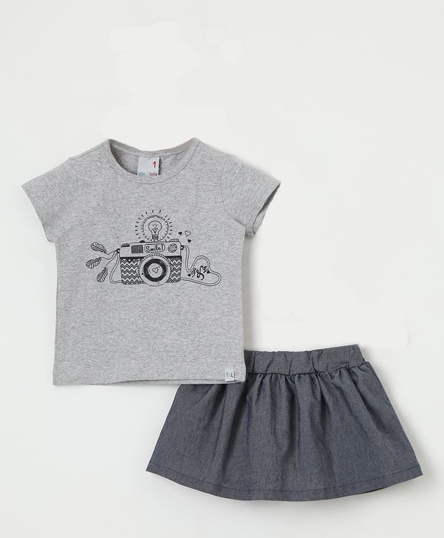 Conjunto Curto Saia Shorts Mescla