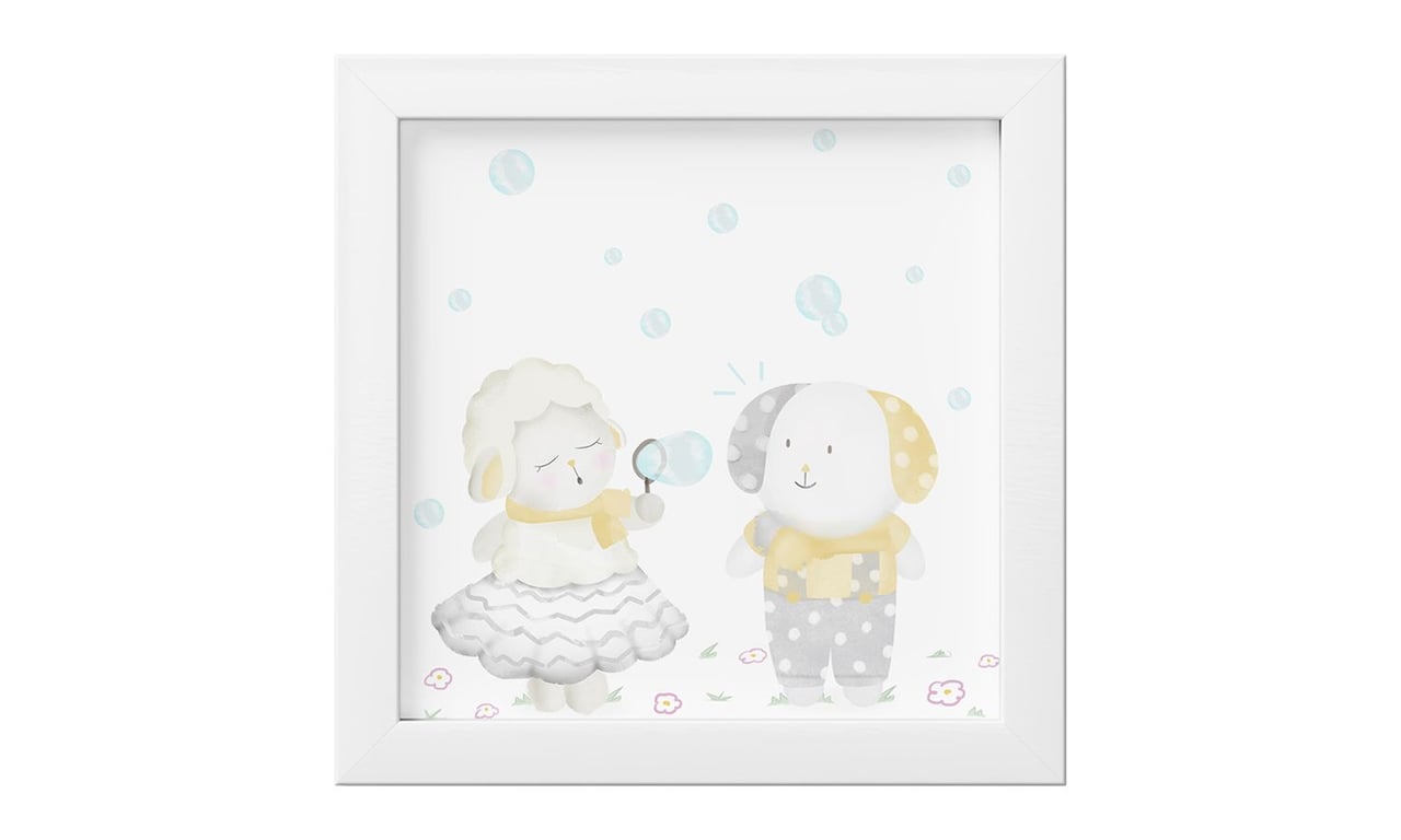 Quadro Amiguinhos Amarelo Bolinha de Sabão 18cm