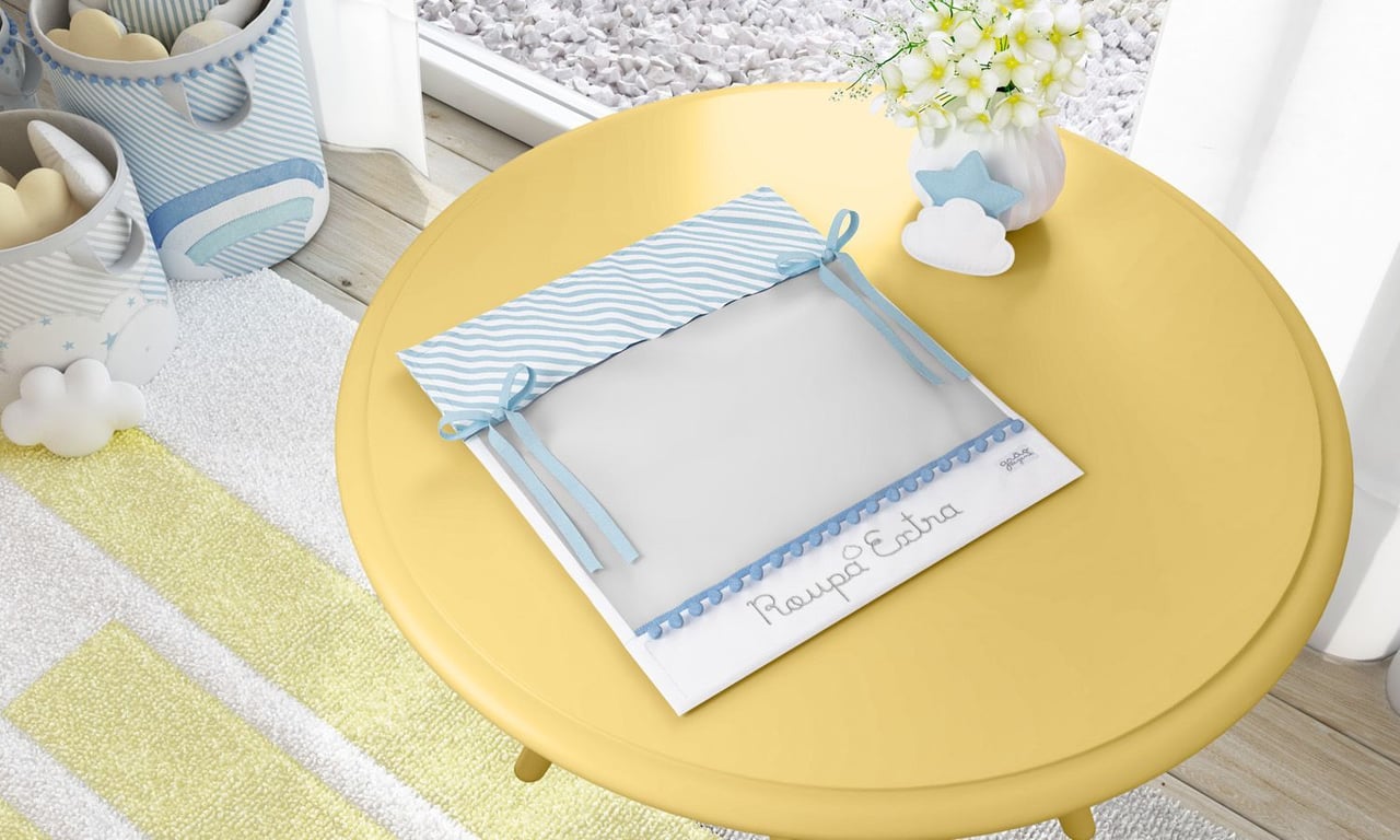 Saquinho Maternidade para Roupinhas Listrado Azul Roupa Extra