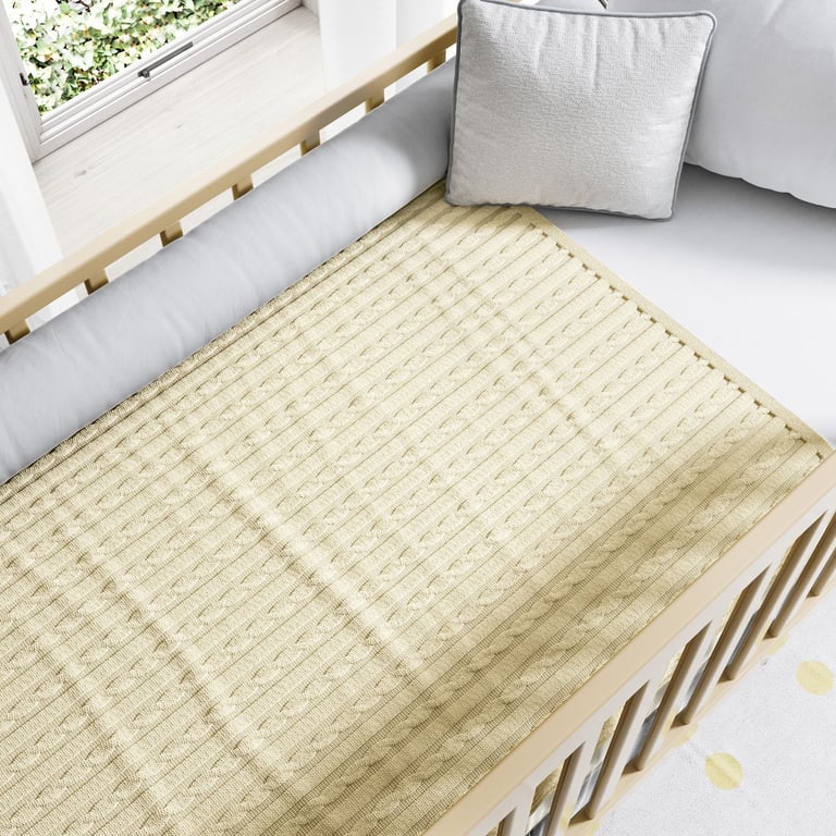 Manta Tricot Trança Amarelo Camomila 1M