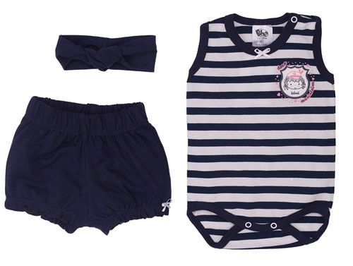 Conjunto Curto Regata Bebê Marinho