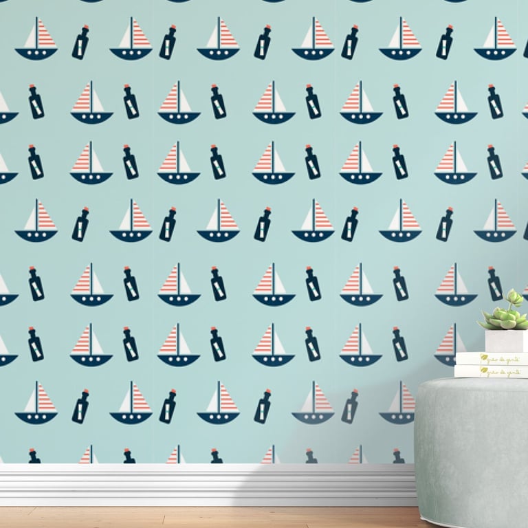 Papel de Parede Aventura Náutica Azul 3M