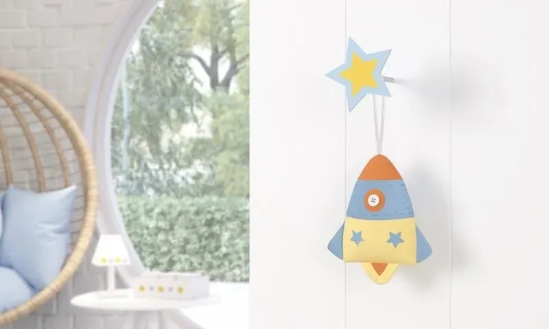 Enfeite para Puxador Foguete Patchwork Azul — vista alternativa