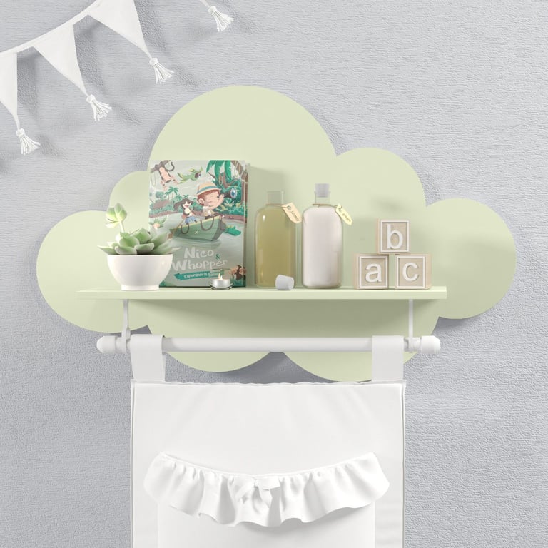 Prateleira Nuvem com Suporte para Varão Verde