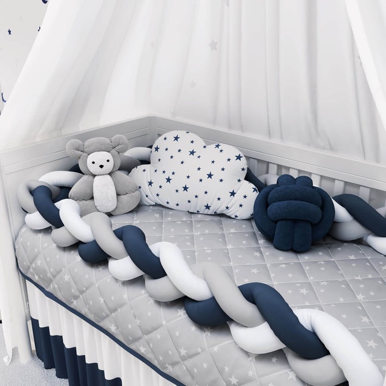 Kit Berço Trança Estrelinhas Rosa