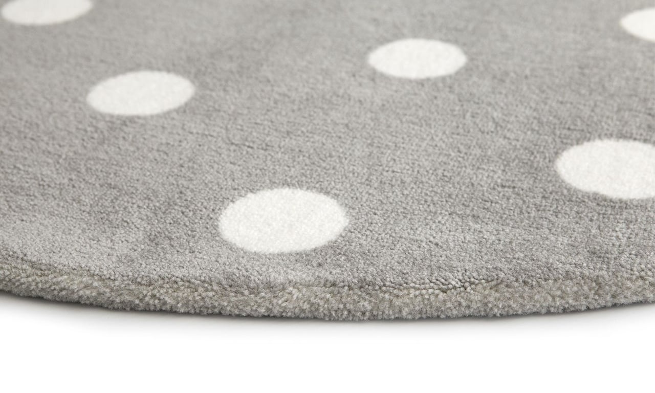 Tapete Redondo Cinza Bolinhas Branco 1,60m — vista alternativa
