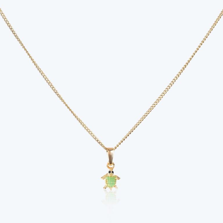 Conjunto Infantil Colar e Brincos Tartaruga Verde e Ouro — vista alternativa