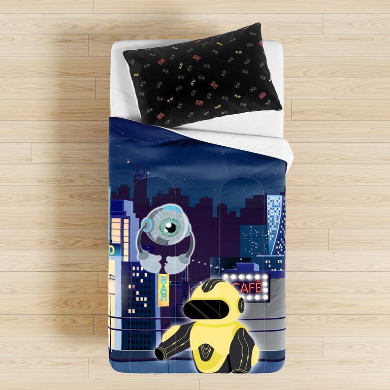 Edredom Infantil Solteiro Gamer Robôs — vista alternativa