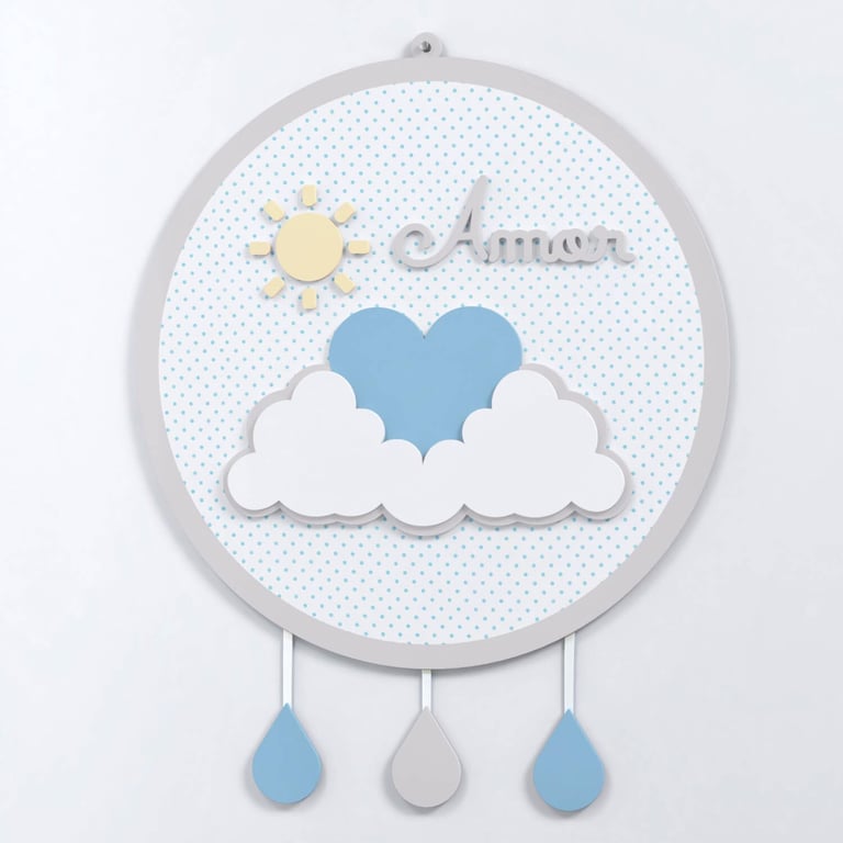 Porta Maternidade MDF Chuva de Amor