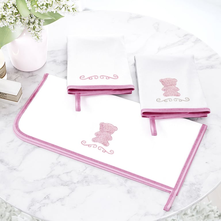 Jogo de Fraldas de Boca Malha Urso Luxo Azul