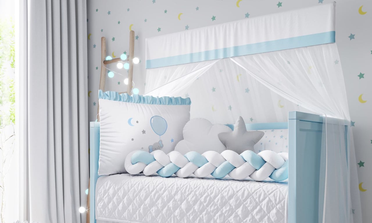 Kit Berço Trança Sonhe Alto Elefantinho Azul — vista alternativa