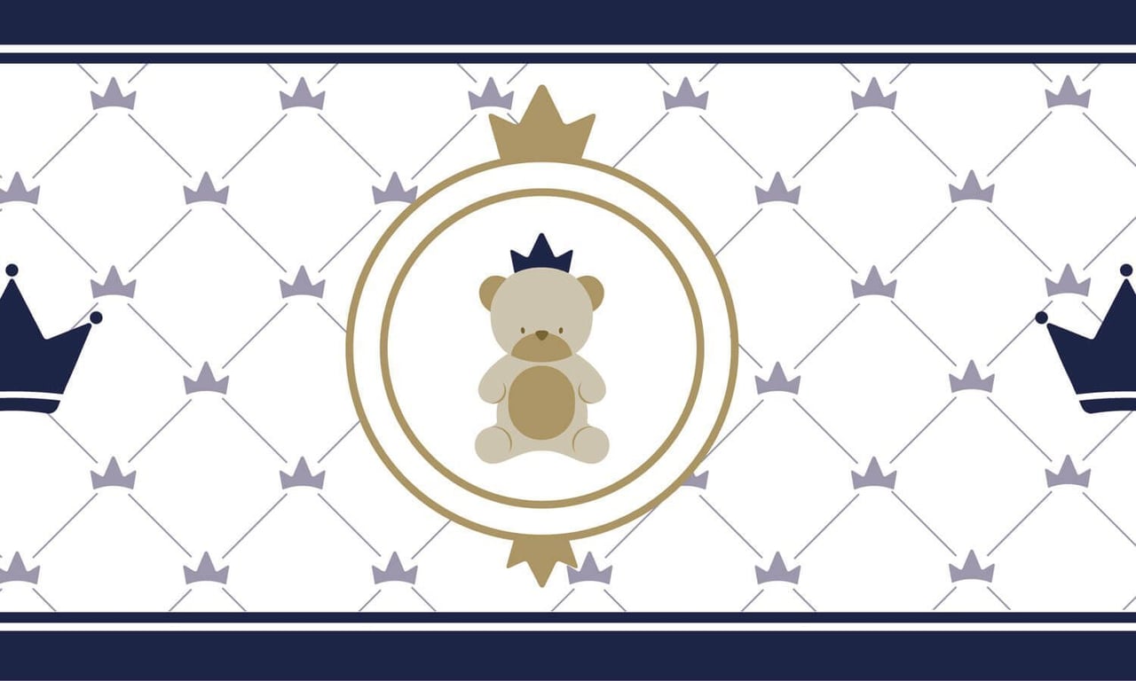 Faixa Adesiva de Parede Urso Teddy Realeza Azul Marinho 3m