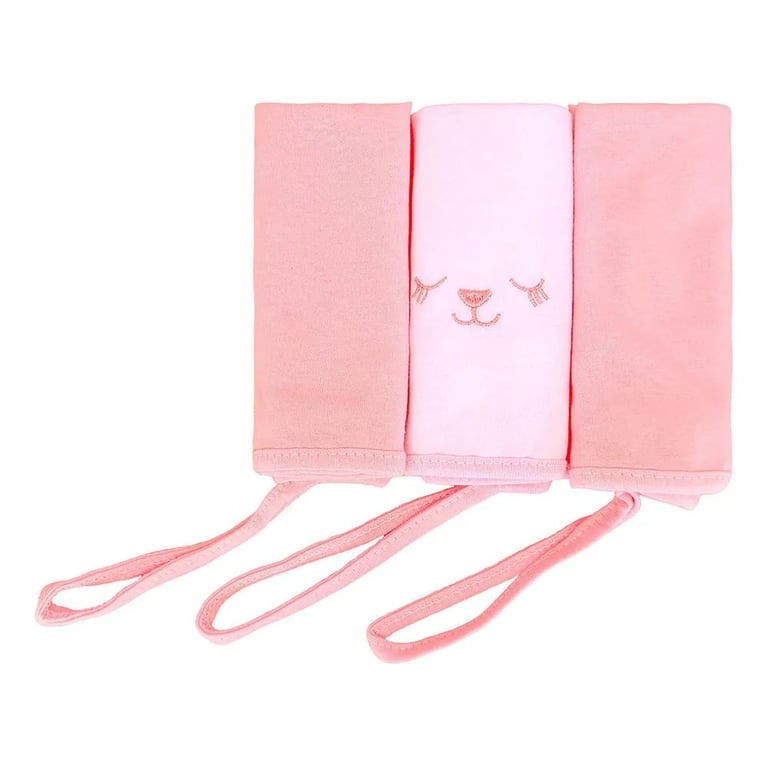 Jogo de Fraldas de Boca Bublim Malha Bordado Ursinha Rosa