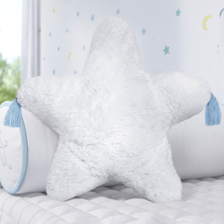 Almofada Estrela Pelúcia com Tassel Rosa 38cm