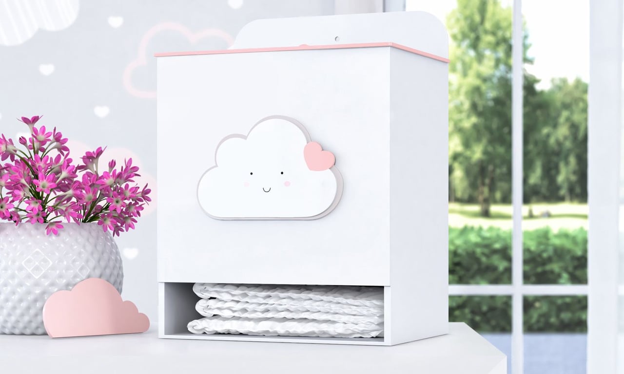 Porta Fraldas MDF Nuvem Coração — vista alternativa