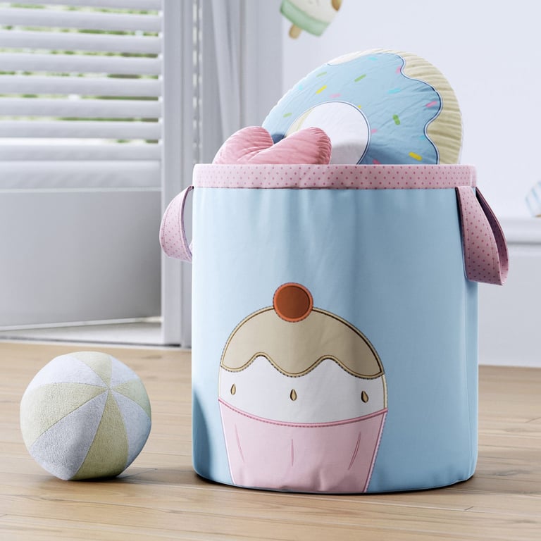 Cesto Organizador para Brinquedos Cupcake Cerejinha 24cm
