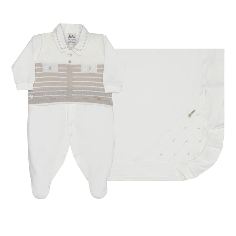 Saída de Maternidade Sonho Mágico Suéter Listrado Off White