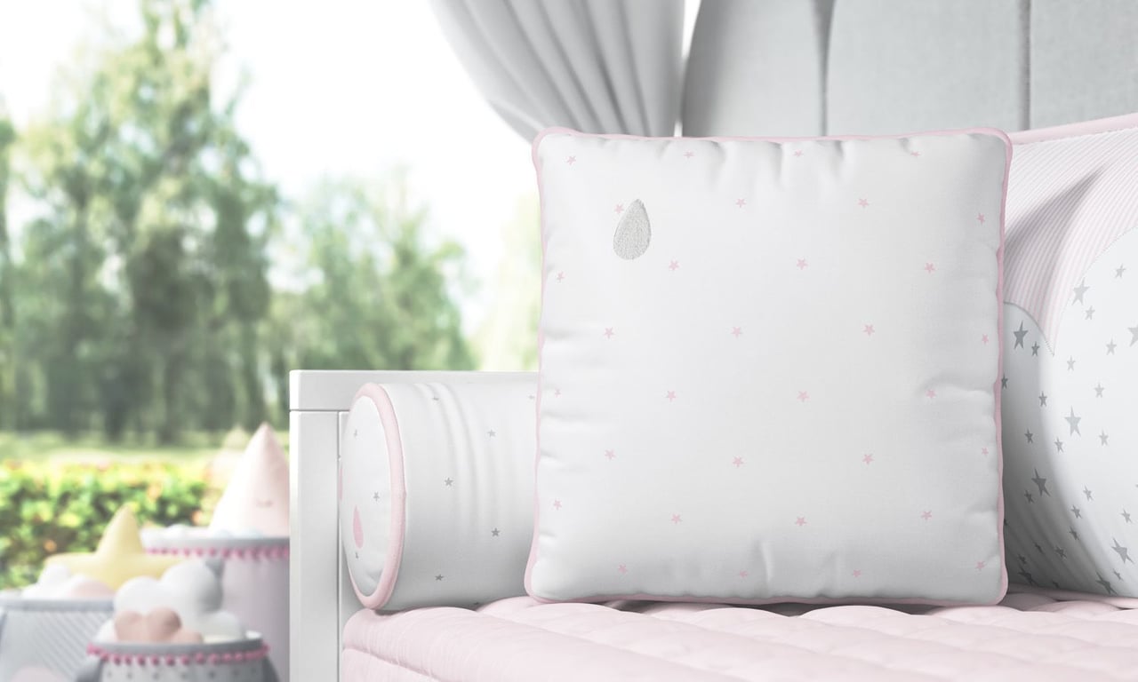 Almofada Estrelinhas Gotinha Azul/Salmão 38cm