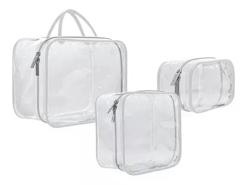 Kit Necessaire Impermeável Viagem Branco Fosco