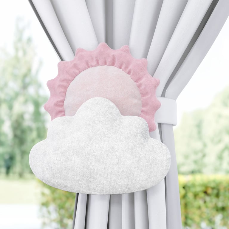 Prendedor de Cortina Sol e Estrela na Nuvem 2 Peças