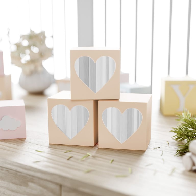 Cubo Decorativo Nuvem Espelhado MDF Salmão 8cm