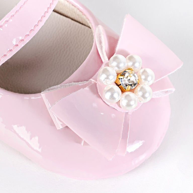 Sapatilha de Bebê Flor de Pérola Verniz Branco Tam 15 — vista alternativa