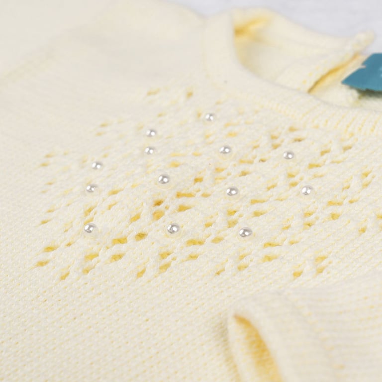 Saída Maternidade Tricot Marselha com Pérola Rosa 03 Peças — vista alternativa