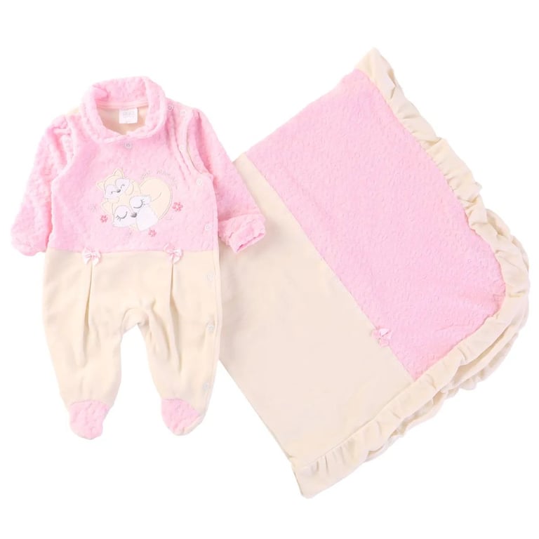 Saída Maternidade Baby Gijo Em Plush Estampa Raposa Off White