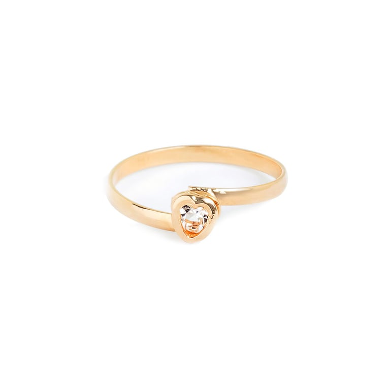 Anel Infantil Coração com Strass Ouro — vista alternativa