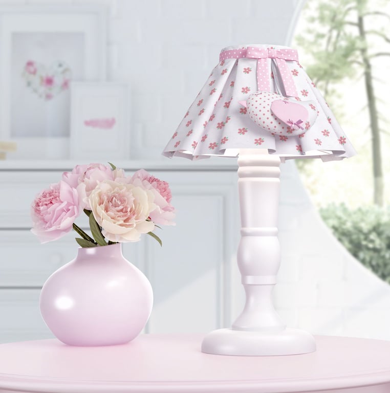 Abajur Madeira Patchwork Rosa