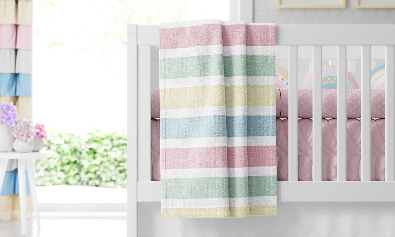 Manta Bebê Tricot Listrada Arco-íris 1m — vista alternativa