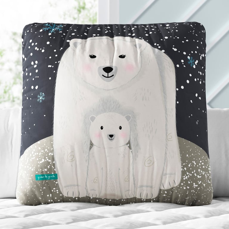 Almofada Quadrada Mamãe e Bebê Ursinho Polar 30cm